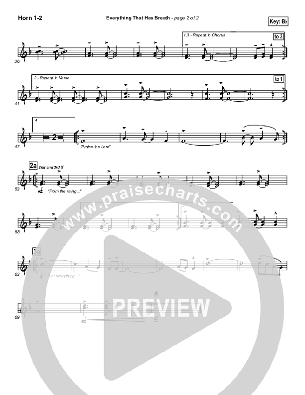 Everything That Has Breath French Horn 1/2 (Hillsong Worship)