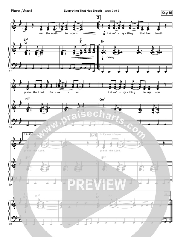 Everything That Has Breath Piano/Vocal & Lead (Hillsong Worship)