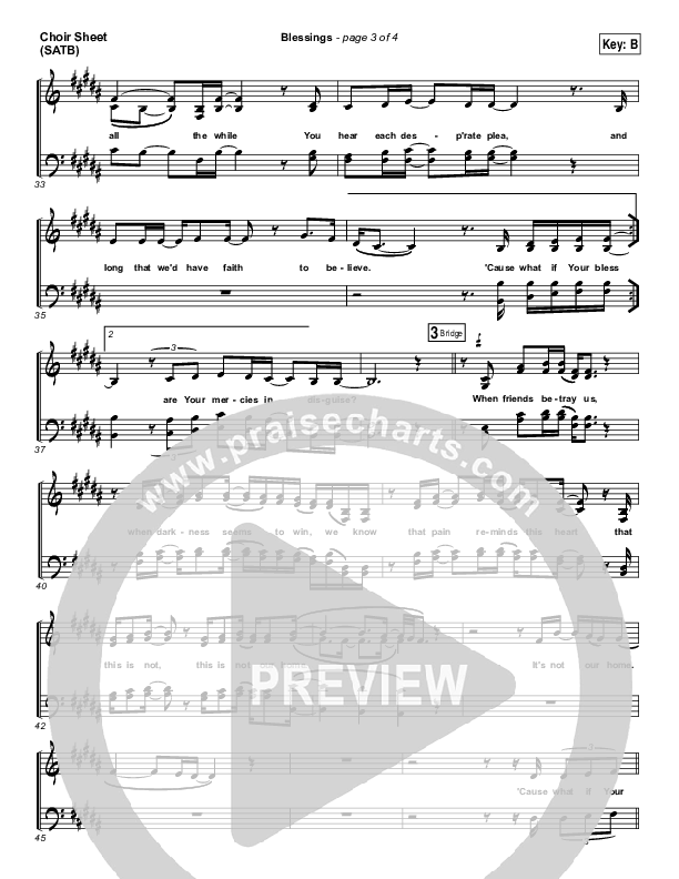 Blessings Choir Vocals (SATB) (Laura Story)