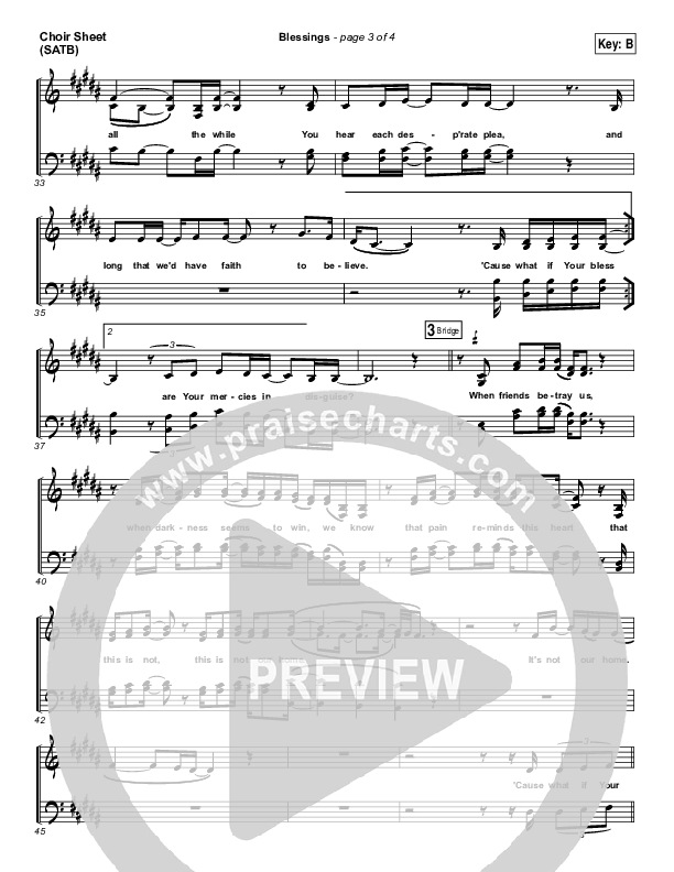 Blessings Choir Sheet (SATB) (Laura Story)