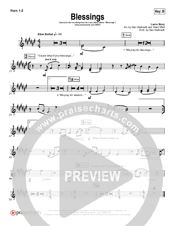 Blessings French Horn 1/2 (Laura Story)
