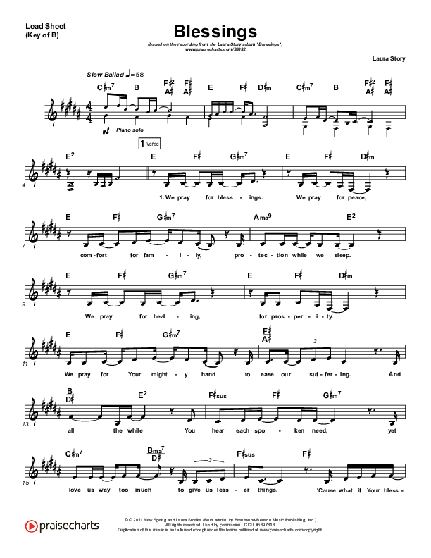 Blessings Lead Sheet (Melody) (Laura Story)