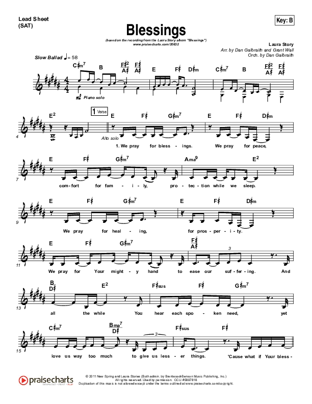 Blessings Lead Sheet (SAT) (Laura Story)