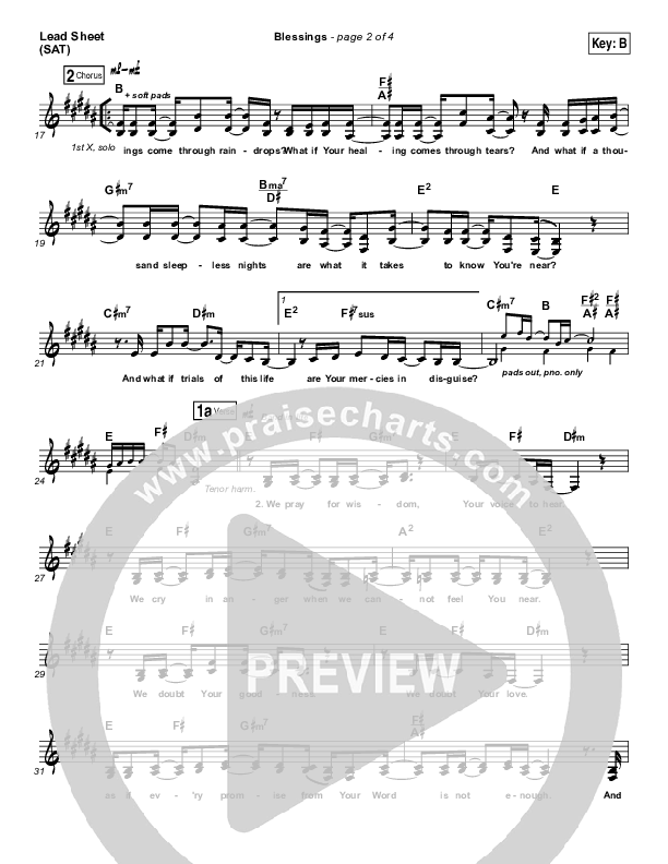 Blessings Lead Sheet (SAT) (Laura Story)