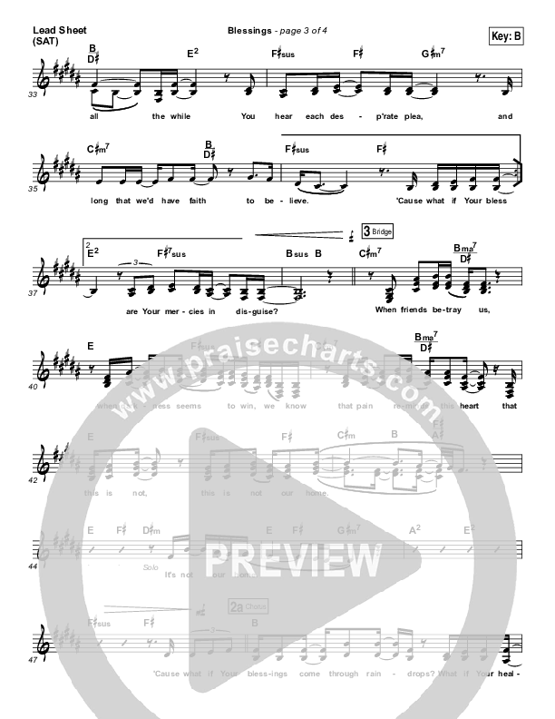 Blessings Lead Sheet (SAT) (Laura Story)