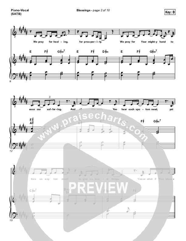 Blessings Piano/Vocal (SATB) (Laura Story)