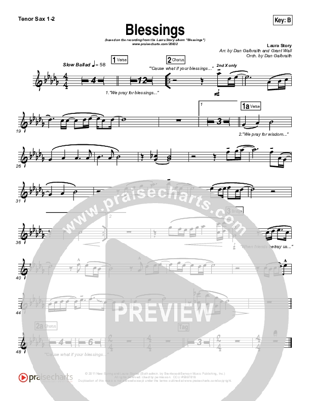 Blessings Tenor Sax 1/2 (Laura Story)