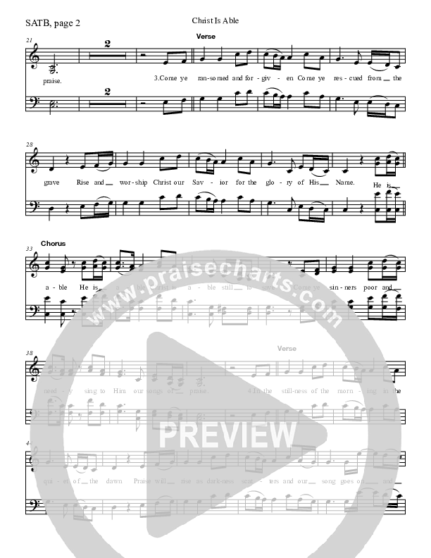 Christ Is Able To Save Choir Vocals (SATB) (Charles Billingsley)