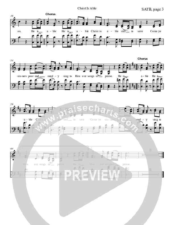 Christ Is Able To Save Choir Vocals (SATB) (Charles Billingsley)