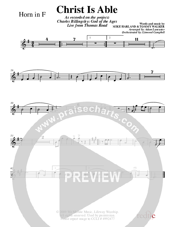 Christ Is Able To Save French Horn (Charles Billingsley)