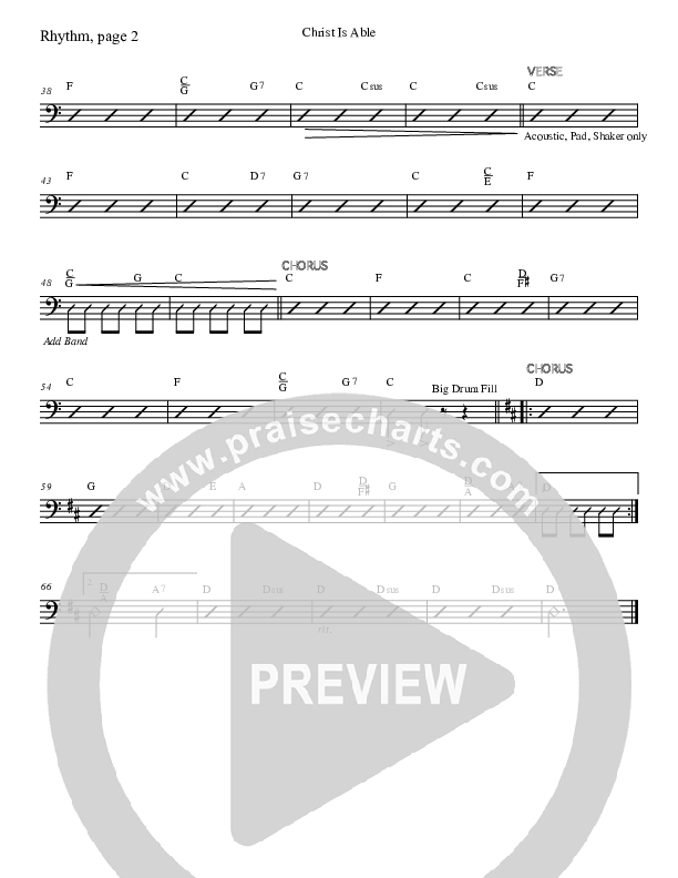 Christ Is Able To Save Rhythm Chart (Charles Billingsley)