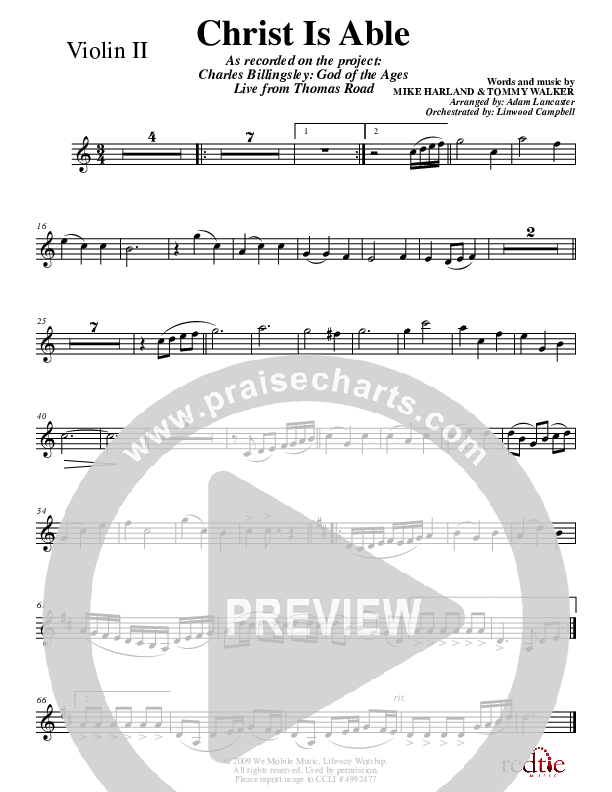 Christ Is Able To Save Violin 2 (Charles Billingsley)