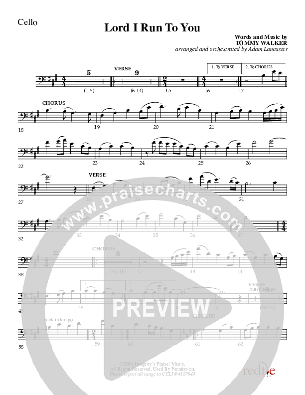 Lord I Run To You Cello (Charles Billingsley)