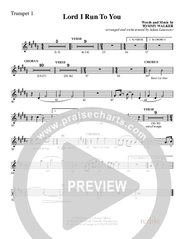 Lord I Run To You Trumpet 1 (Charles Billingsley)