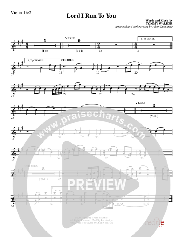 Lord I Run To You Violin 1/2 (Charles Billingsley)