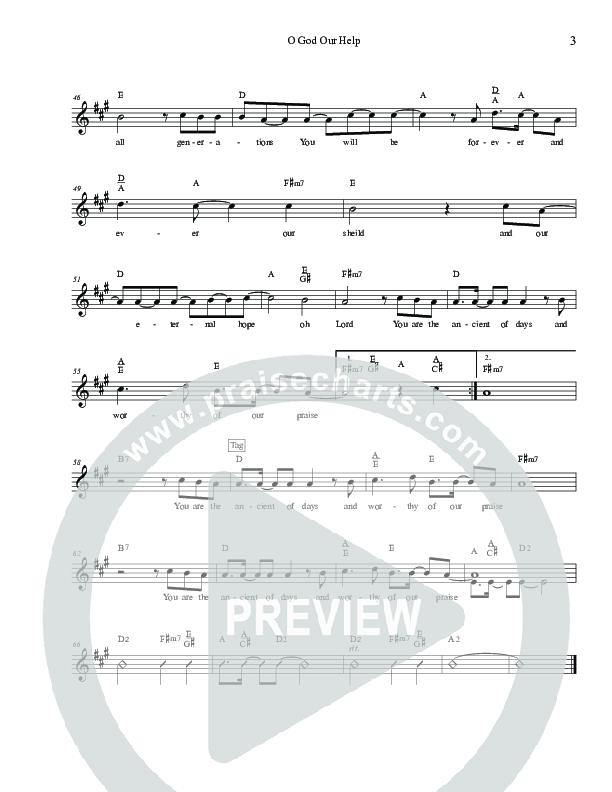 O God Our Help In Ages Past Lead Sheet (SAT) (Charles Billingsley)