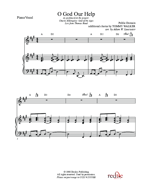 O God Our Help In Ages Past Piano/Vocal (SATB) (Charles Billingsley)