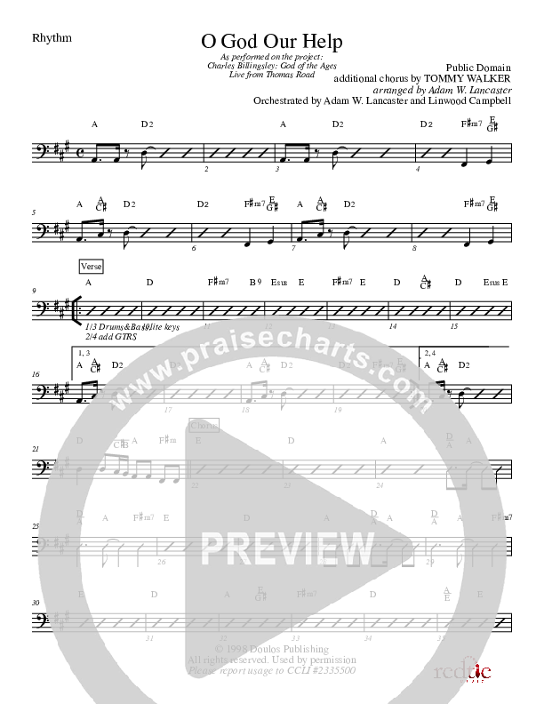 O God Our Help In Ages Past Rhythm Chart (Charles Billingsley)