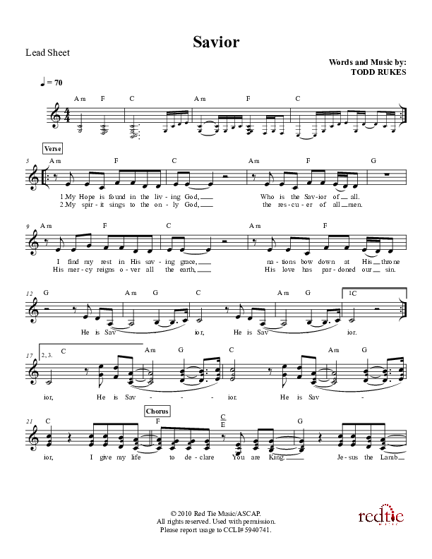 Savior Lead Sheet (Exodus)