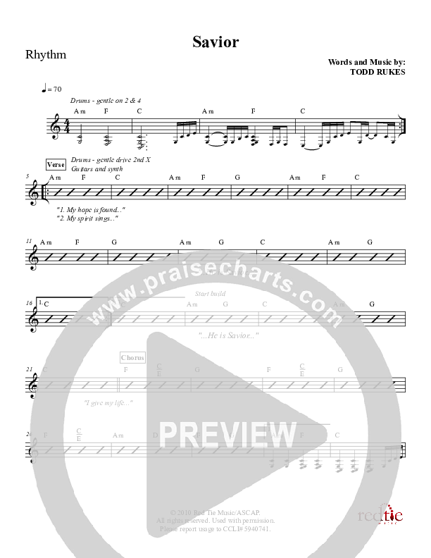 Savior Rhythm Chart (Exodus)