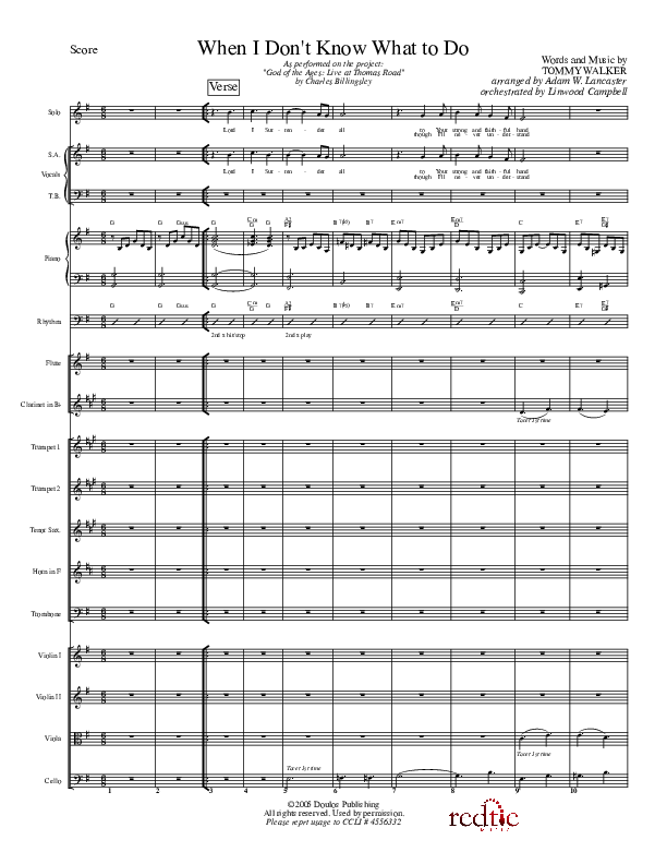 When I Don't Know What To Do Orchestration (Charles Billingsley)