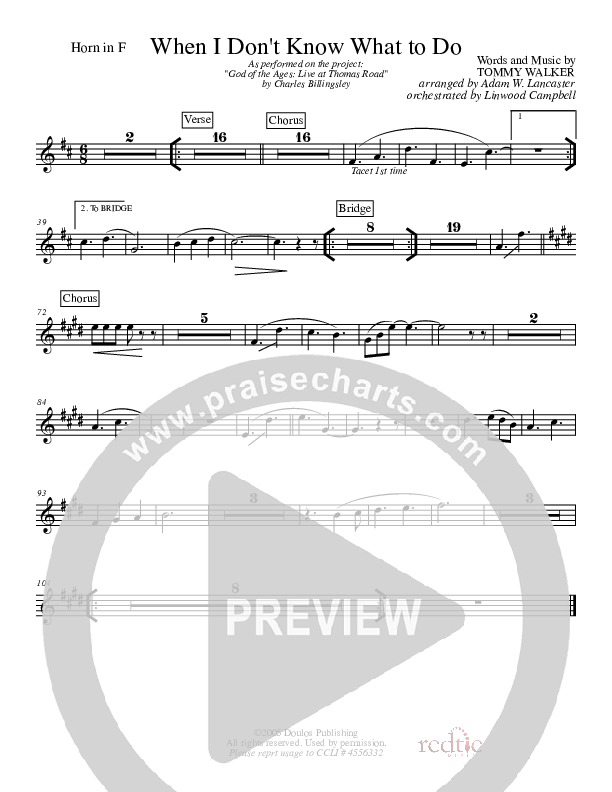 When I Don't Know What To Do French Horn (Charles Billingsley)