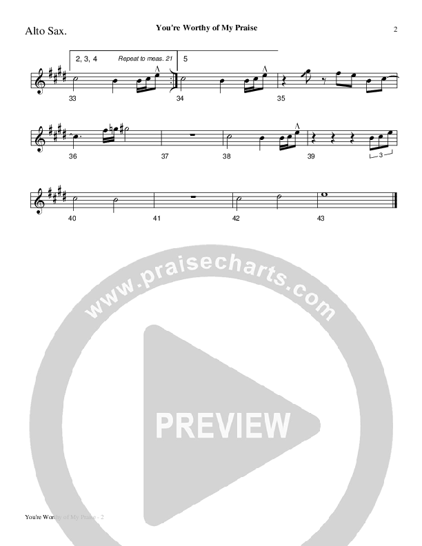 You're Worthy Of My Praise Alto Sax (Charles Billingsley)