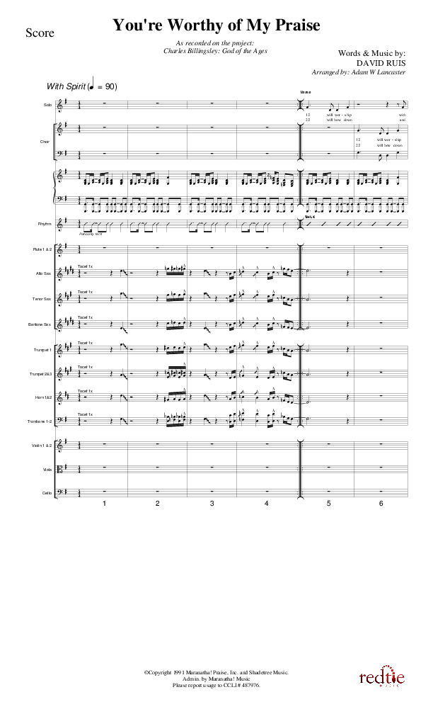You're Worthy Of My Praise Orchestration (Charles Billingsley)