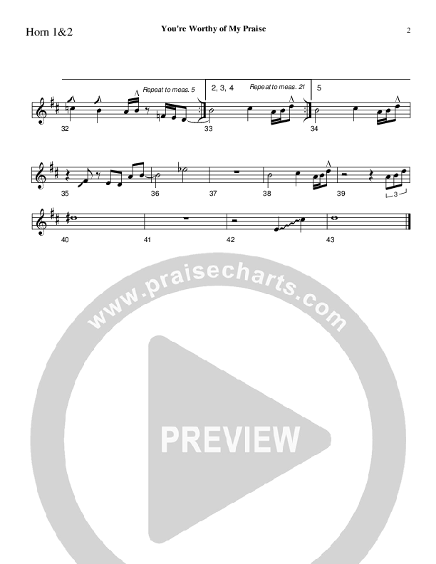 You're Worthy Of My Praise French Horn 1/2 (Charles Billingsley)