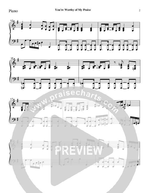 You're Worthy Of My Praise Piano Sheet (Charles Billingsley)
