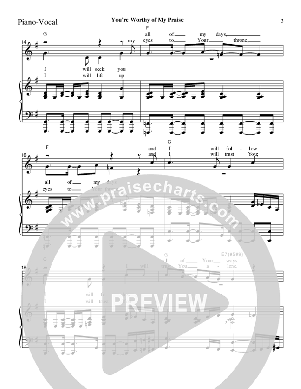 You're Worthy Of My Praise Piano/Vocal (Charles Billingsley)