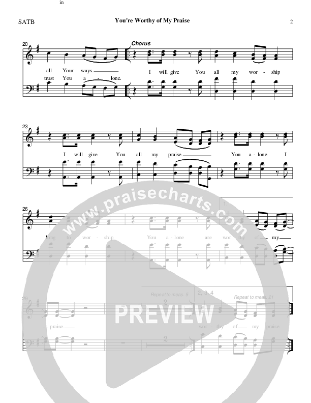 You're Worthy Of My Praise Piano/Vocal (SATB) (Charles Billingsley)