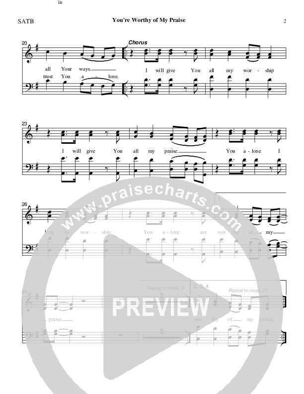You're Worthy Of My Praise Piano/Vocal (SATB) (Charles Billingsley)