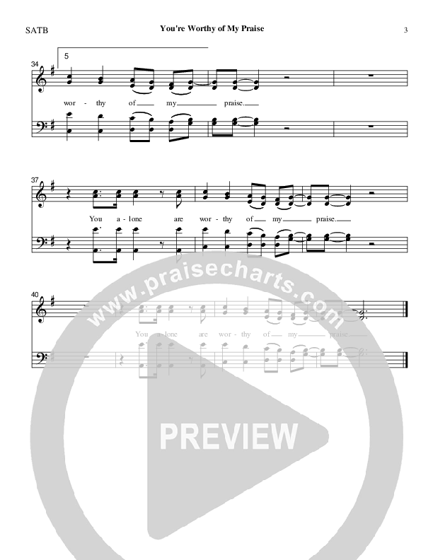 You're Worthy Of My Praise Piano/Vocal (SATB) (Charles Billingsley)