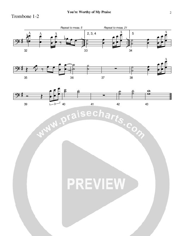 You're Worthy Of My Praise Trombone 1/2 (Charles Billingsley)