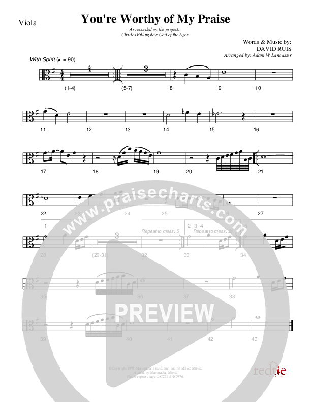 You're Worthy Of My Praise Viola (Charles Billingsley)