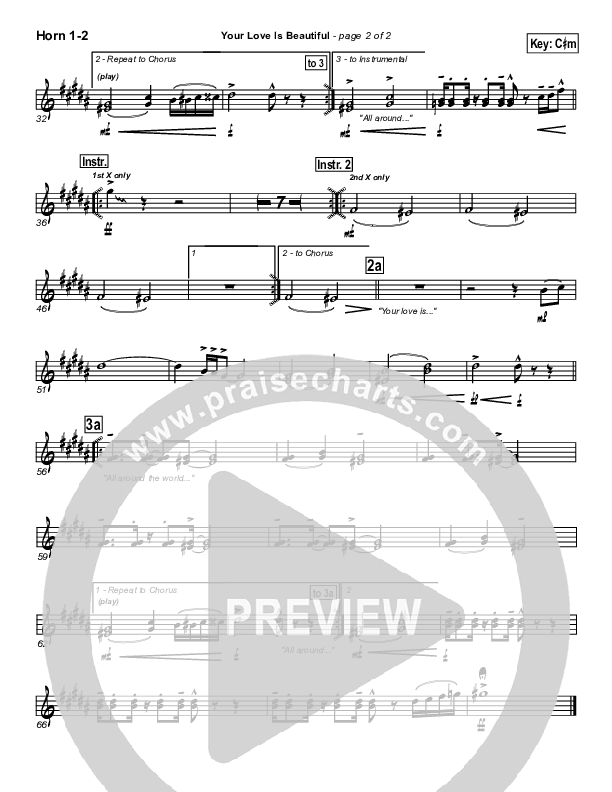 Your Love Is Beautiful French Horn 1/2 (Hillsong Worship)