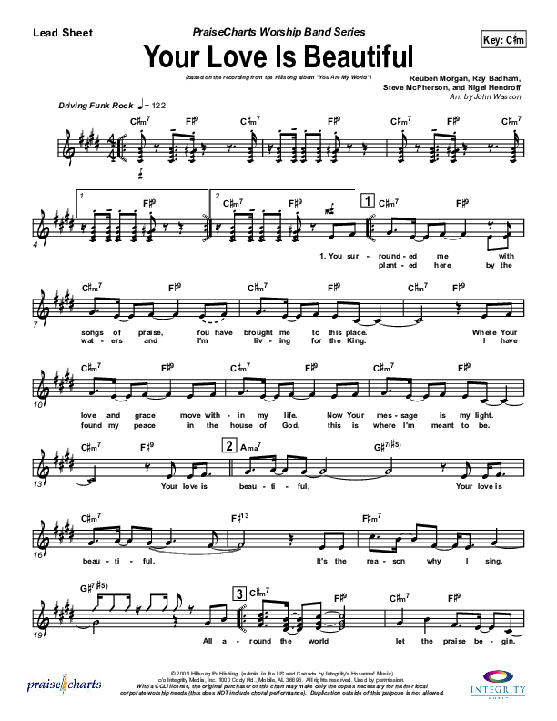 Your Love Is Beautiful Lead Sheet (Hillsong Worship)