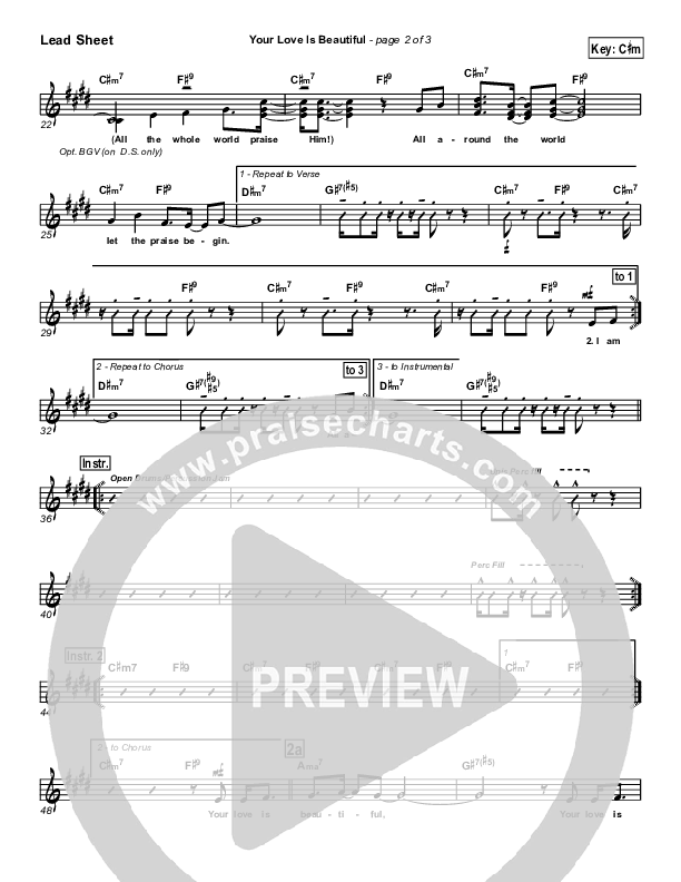 Your Love Is Beautiful Lead Sheet (SAT) (Hillsong Worship)