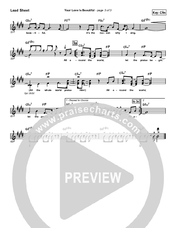 Your Love Is Beautiful Lead Sheet (SAT) (Hillsong Worship)
