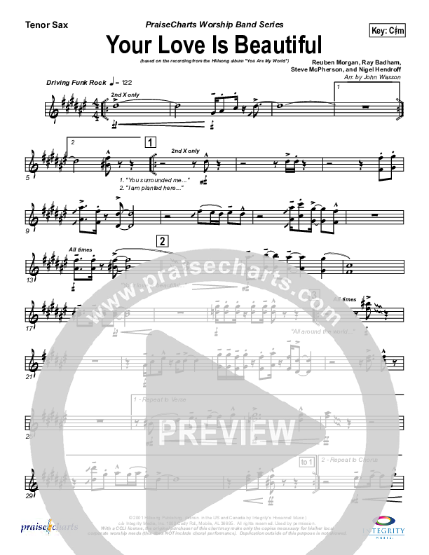 Your Love Is Beautiful Tenor Sax 2 (Hillsong Worship)