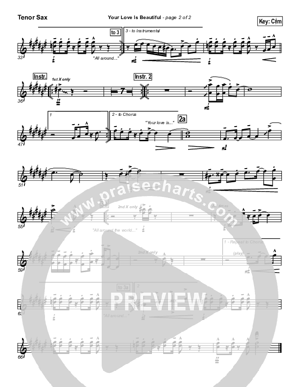 Your Love Is Beautiful Tenor Sax 2 (Hillsong Worship)