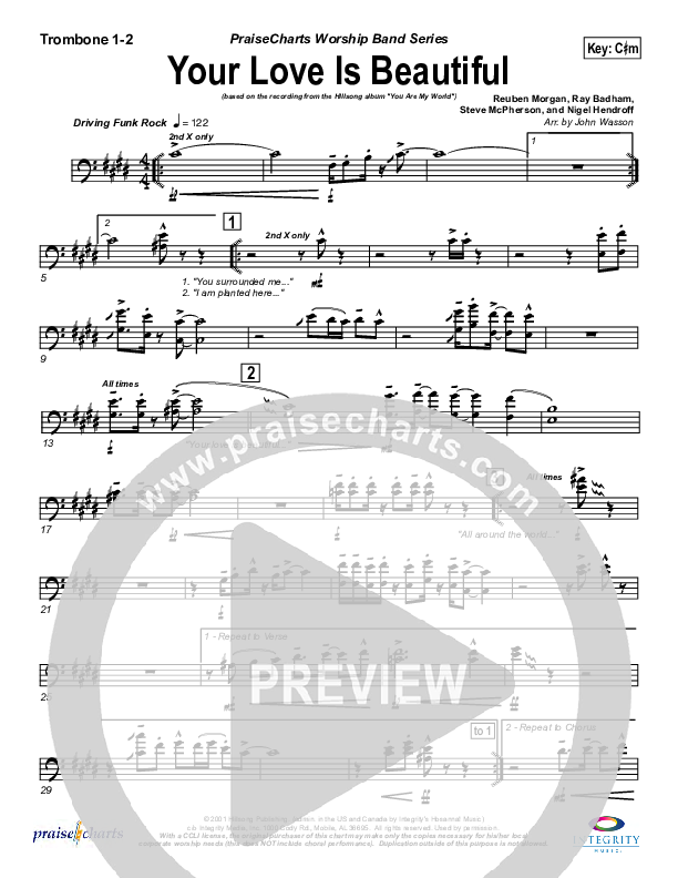 Your Love Is Beautiful Trombone 1/2 (Hillsong Worship)