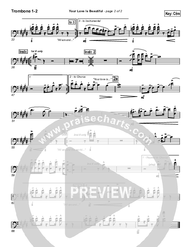 Your Love Is Beautiful Trombone 1/2 (Hillsong Worship)