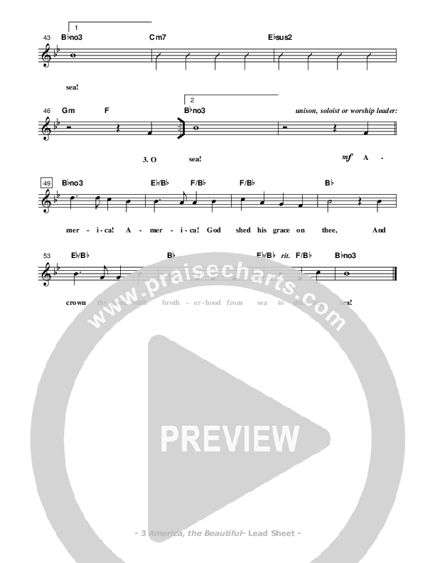 America The Beautiful Lead Sheet (Don Chapman)