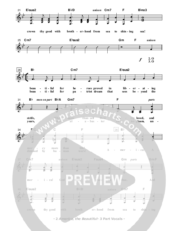 America The Beautiful Lead Sheet (SAT) (Don Chapman)