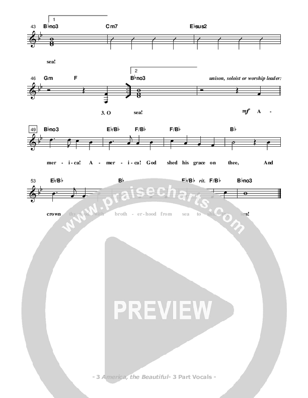 America The Beautiful Lead Sheet (SAT) (Don Chapman)
