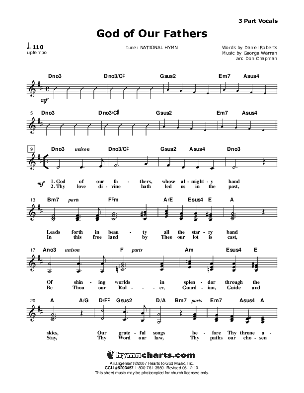 God Of Our Fathers Lead Sheet (SAT) (Don Chapman)