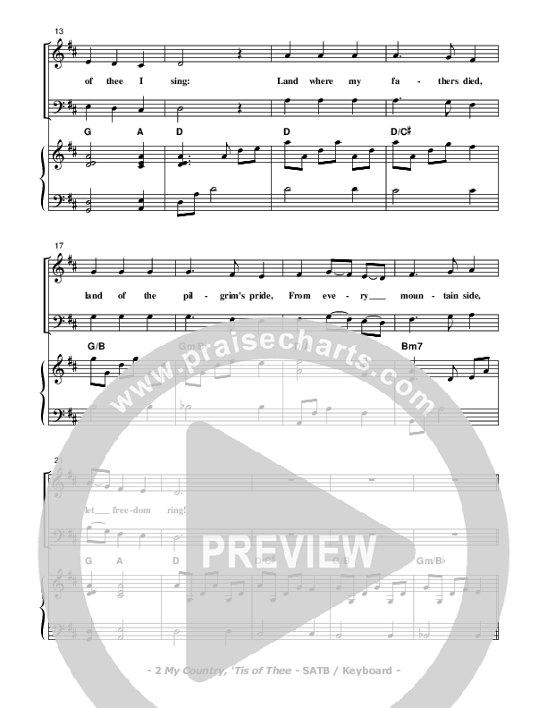 My Country Tis Of Thee Piano/Vocal (SATB) (Don Chapman)