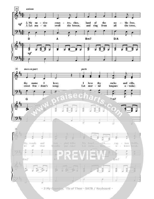 My Country Tis Of Thee Piano/Vocal (SATB) (Don Chapman)